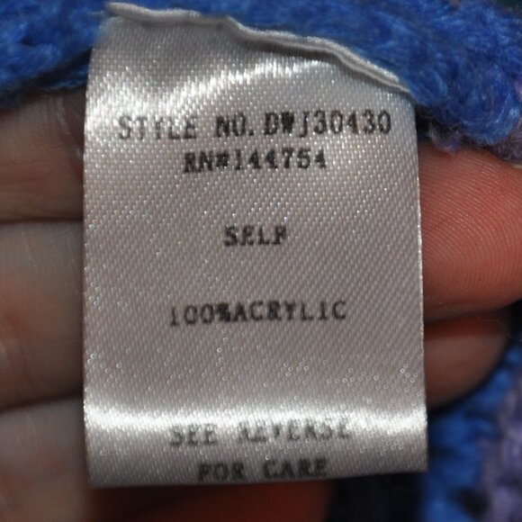 Davi & Dani Rainbow Zig-Zag Stripe Knit Open Cardigan Bell Sleeve L - Picture 8 of 8